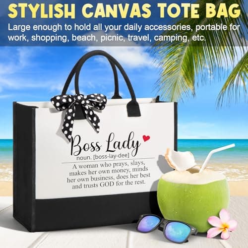 Boss Day Gifts for Her Women, Best Boss Lady Gifts for Women Cool Bosses Christmas Gift Basket for Female, Funny Thank You Bosses Lady Appreciation Birthday Farewell Gift Set with Canvas Tote Bag