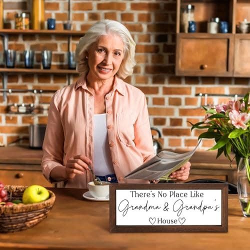 Yousoontic Grandparents Gift from Grandkids There's No Place Like Grandma & Grandpa's House Wooden Sign Farmhouse Home Decor for Father's Day Birthday Xmas Thanksgiving Gift (Dark Brown,11.8 Inch)