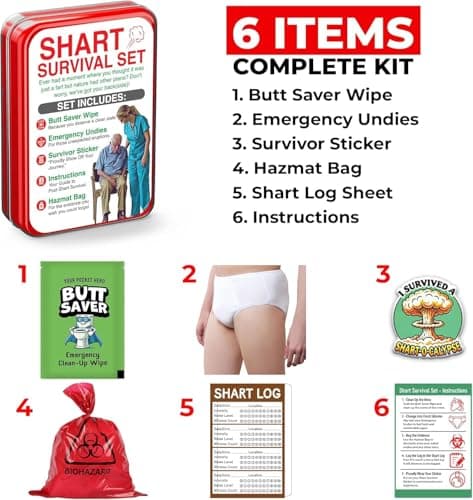 Unique Stocking Suffers for Men Birthday Husband Teens Potty Humor Prank Him Fart Funny Survival Set Gag Gift with Underwear, Hazmat Bag and Wet Wipe for Men B0DWDSKX8P