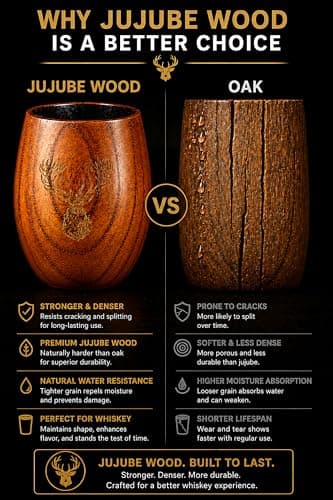 Charred Wooden Whiskey Glass Gift Set of 1 – Jujube Wood Bourbon Drinking Cup, Handmade Whiskey Tumbler with Coaster, Ice Mold & Book, Gift for Whiskey Lovers (10oz) B0H1JQVT46