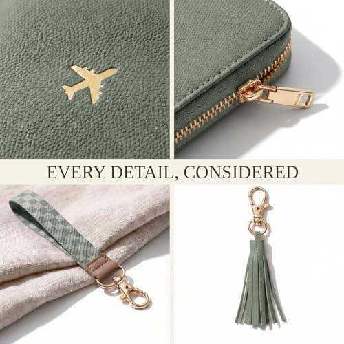 All-in-One Organizer for Women Holds up to 4 Passports, w Card Slots and Keychain - RFID Blocking Keeps Documents Safe Beautiful Passport Holder And Travel Wallet with Wristlet Strap B0FVNQP2BL