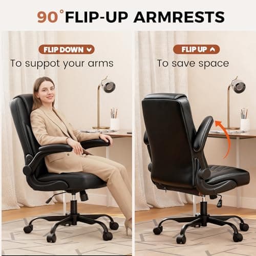 COMHOMA Leather Office Chair Ergonomic Computer Gaming Chair with Comfy Back Support, Executive Mid-Back,Small Gmaing Chair with Adjustable Armrests, for Short People Use, Rolling Swivel for Adults