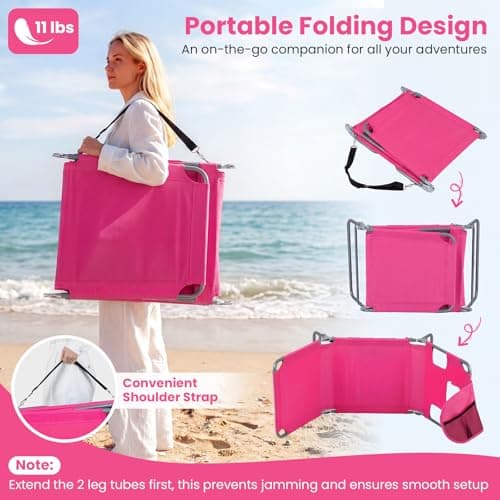 Goplus Tanning Chair, Portable Lightweight 10.5LBS Beach Lounger with Face Arm Holes, Adjustable 5-Position, 330LBS Capacity, Side Pocket, Removable Cushions, Portable Sunbathing Chair for Pool