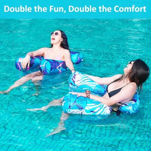 Inflatable Pool Float Chair - 2 Pack Pool Floats Adult Heavy Duty, Water Floating Lounge Chairs, Blow up Floaties Adults for Summer Fun Party Lake Beach