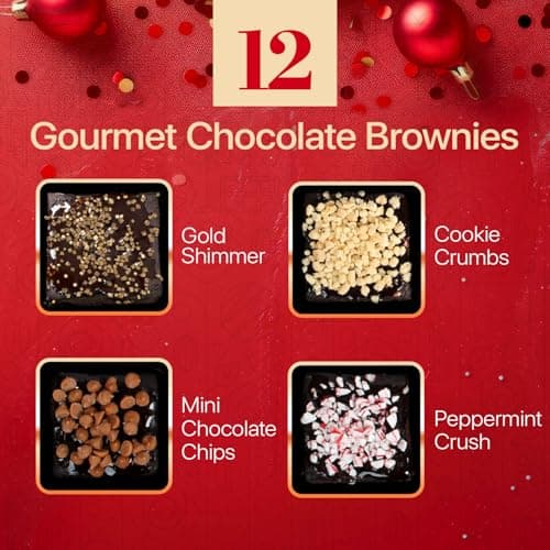 Gourmet Brownie Gift Box – 12 Assorted Rich, Chocolate Brownies Handcrafted for Freshness – Christmas Gift Basket, Holiday Gift Baskets for Women, Coworkers, Friends, Family - USA Made
