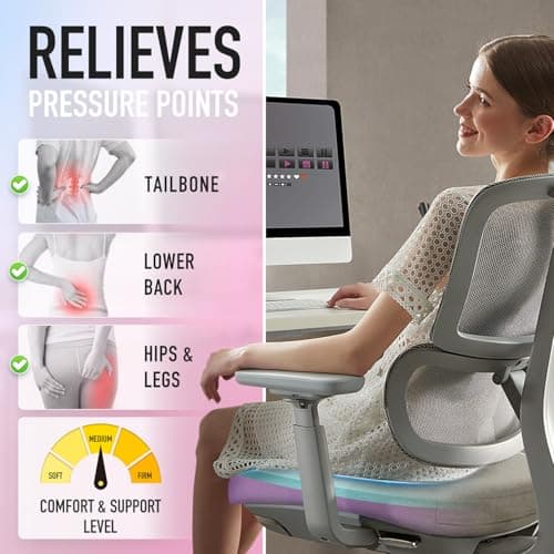 SUNROX Cooling Gel Memory Foam Chair Cushions, 2.6" Thick U-Shaped Dual-Layer Comfort Dining Chair Pads, Non Slip Seat Cushion with Ties for Indoor Kitchen Office 17"x16" Set of 4, Cream