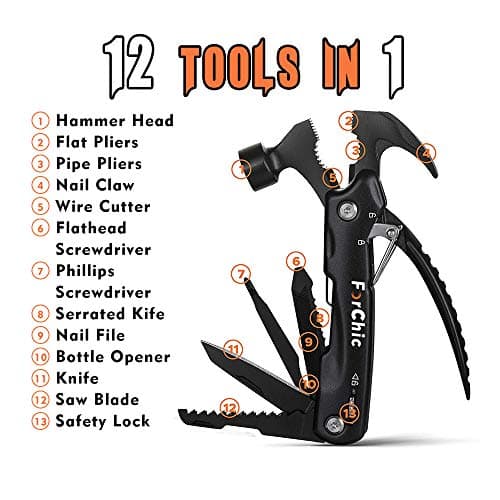 12 in 1 Hammer Multitool, Stocking Stuffers for Adults, Mens Gifts for Christmas, White Elephant Gifts for Adults, Christmas Gifts for Men, Dad, Him, Grandpa, Husband, Boyfriend