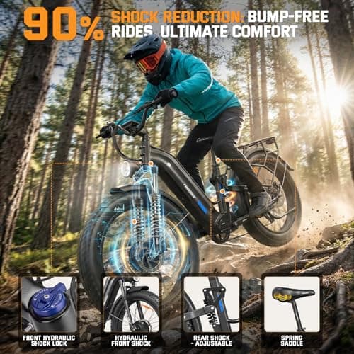 FREESKY Ranger AIR Dual Motor Electric Bike for Adults, 3500W 200NM Fast Ebike,105Miles Long Range E Bike,Full Suspension Electric Mountain Bike, 26'' Fat Tire Electric Bicycle for Man Womens Hunters