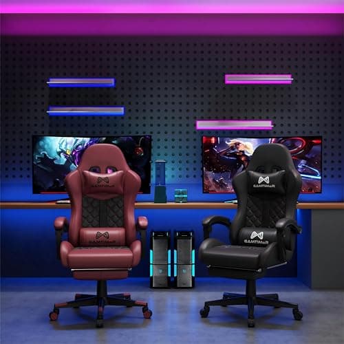 Gamtimer Gaming Chair, 400 lbs Adult Chair, High Back Computer Chair with Footrest and Linked Armrests, Office Video Game Chair with Lumbar Support (Black)