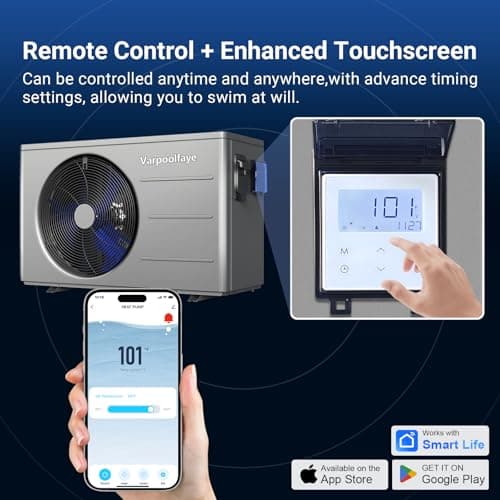 30,000 BTU Electric Pool Heater for Above Ground Pool Swimming Pool Heat Pump Inground Pool Heater 120V 8,000 Gallon Heating or Cooling WiFi Control Schedule