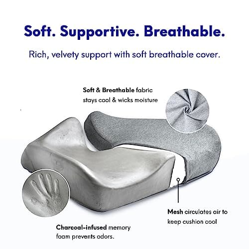 C CUSHION LAB Patented Pressure Relief Seat Cushion for Long Sitting Hours on Office/Home Chair, Car, Wheelchair - Extra-Dense Memory Foam for Hip, Tailbone, Coccyx, Sciatica - Wellness Green