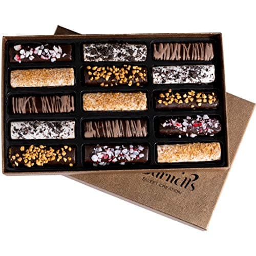 Barnetts Christmas Holiday Thanksgiving Chocolate Gift Baskets, 15 Crepes Cookie Chocolates Candy Box, Gourmet Chocolate Covered Cookies Holiday Gifts, Spring Candy Basket Gifts Ideas, for Dad, Husband, Son, Grandfather Food Delivery Ideas