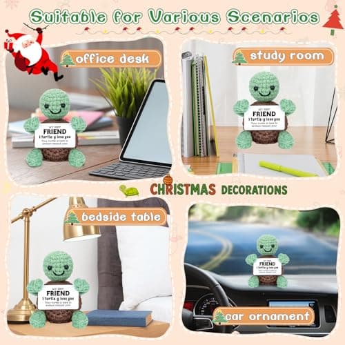 Mini Funny Turtle Best Friend Friendship Gifts for Women Men, Birthday Gifts for Friends Female Male Girls, I Love You Small Cute Stuff Things, Handmade Emotional Positive Crochet Turtle