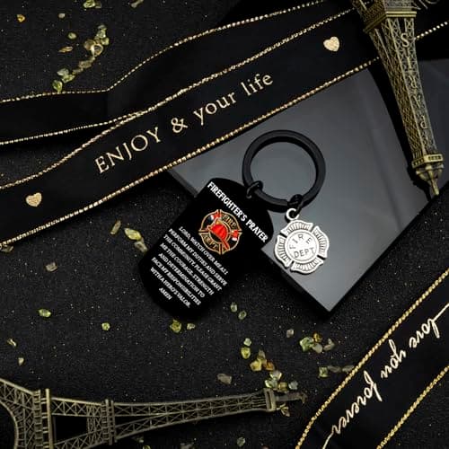 Firefighter Gifts for Men Him Firefighter Keychain Fire Fighter Gifts Adults Son Husband Cool Firefighte Gift Firefighter Accessories for Graduation Firefighters Prayer