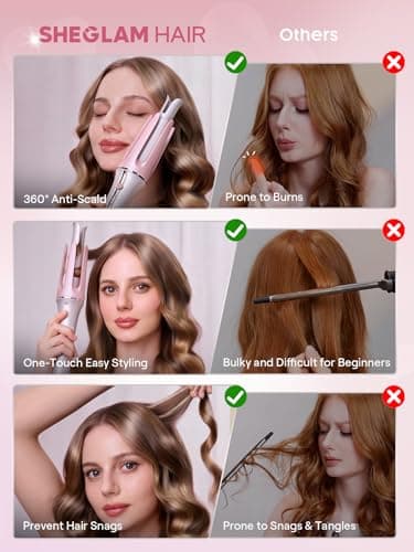 SHEGLAM Automatic Curling Iron (Pink, 1.25 inch) B0G2C48SRB