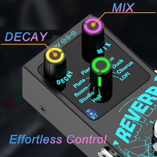 Mini Reverb Guitar Pedal, Verb Square Digital Reverb 9 Modes Room, Hall, Chorus, Duck, Plate, Studio, Echo, LOFI with True Bypass Aluminium alloy case (Black Reverb)