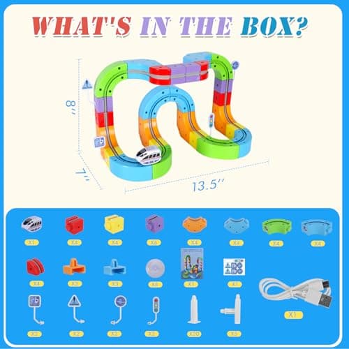 Electric Train Set, Magic Track Toy for Kids Aged 4 5 6 7 8 9, 3D Cube Track, DIY STEM Learning Toys with Infinity Train, Anti-Gravity Race Track (Advanced Edition (1 Vehicle + 34 Cubes))