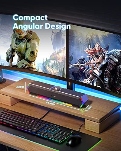 LENRUE G11 Computer Speakers for Desktop, Touch Lights PC Speakers with Surge Clear Sound, USB C/USB Powered, AUX Audio for Computer Desktop PC Laptop Desk