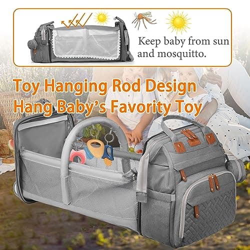 Baby Diaper Bags with Changing Station, Waterproof Diaper Bag Backpack for Moms Dads with USB Charging Port, Baby Shower Gifts, Large Capacity diaper backpack, Grey