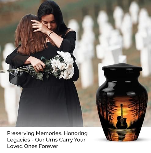 Guitar Urns for Human Ashes - Music Lover Cremation Keepsake Urns for Human Ashes Male & Female - Musical Instrument Burial Urn for Women & Men - Memorial Gift for Father - Small - 3 Inch B0H75NTJX2