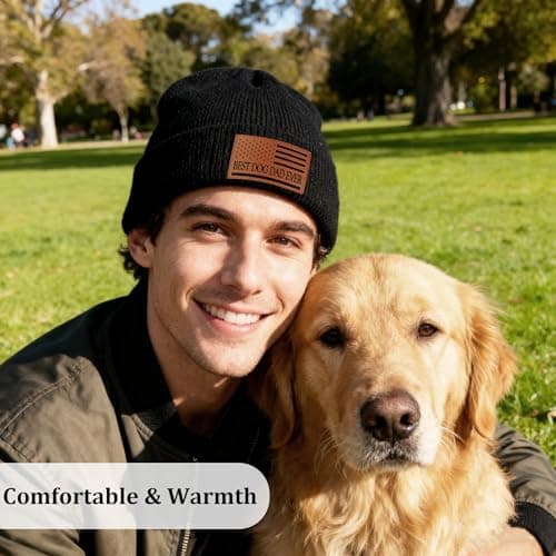 Best Dog Dad Ever Gifts American Flag Leather Animal Lovers Beanie Hat Christmas Stocking Stuffers Birthday Gifts