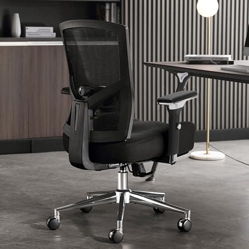 Big and Tall Office Chair 700lbs with Ergonomic W Wide Thick Seat Cushion, Oversized Mesh Desk Chair with Adjustable Lumbar Support, Computer Chair with Upgraded 4D Armrests