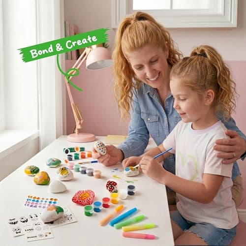 JOYIN Rock Painting Kit- Glow in The Dark Rock Kit, Arts and Crafts for Kids Ages 6-12, Art Supplies Toy, Kids Craft Paint Kits, Arts & Crafts for Boys Girls Birthday Party Gift Toy