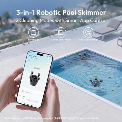 (2026 Upgrade) BUBLUE BuVortex V5 Pool Skimmer Robot,Pool Surface Skimmer Robot with App Control,5L Filter,Dual Cleaning Modes,AI Navigation,Ideal for In-Ground & Above-Ground Pools,Dark Gray