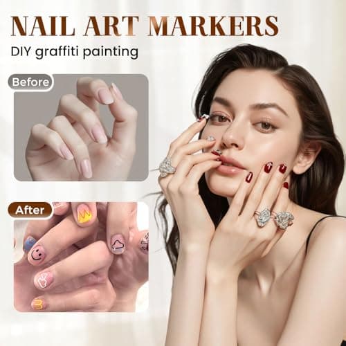 Nail Art Pens Set 12 Colors Nail Art Markers,2025 Nail Polish Pens Drawing Painting Pen for Home Salon,Quickly Dry Nail Art Nail DIY Decoration for Adult Kids (12-Colors)