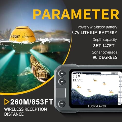 LUCKY Kayak Portable Fish Finder Transducer Wireless Sonar Fish Finders Boat Rechargeable Handheld Fish Depth Finder Fishing MT-202