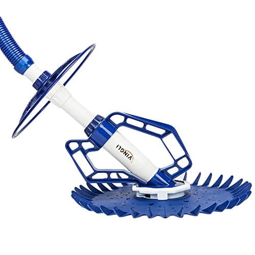 VINGLI Pool Vacuum Above Ground Indoor Outdoor Automatic Swimming Pool Cleaner Sweep Sweeper with 33FT Hoses (Nave Blue)