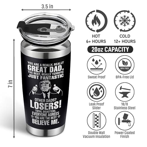 Christmas Gifts for Dad, Men - Gifts for Dad from Daughter, Son - Dads Birthday Gift Ideas, Happy Birthday gifts for Dads, Fathers - Best Dad Ever Gift, Present for dads, Fathers - 20 Oz dad Tumbler