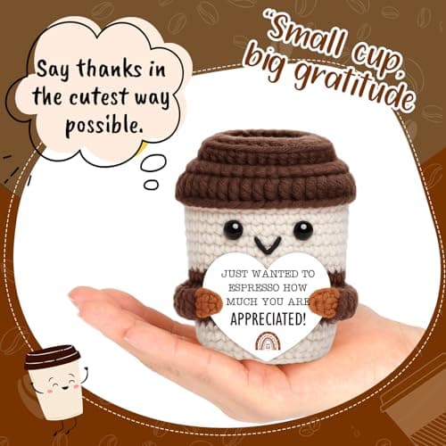 Thank You Gifts for Coworkers Teacher Nurse Employee Christmas Farewell Appreciation Office Desk Decor Mini Coffee Lover Gift Appreciation Gift for Women Men Coworkers Thank You Gift Crochet Coffee Cup B0FQTJYVLP