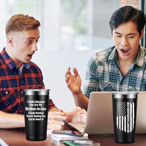 Grifarny Brother in Law Gifts - Brothers in Laws Christmas Gifts - Fathers Day, Birthday Gift for Brother in Law - I Smile Because You're My Brotherinlaw Tumbler Cup 20oz