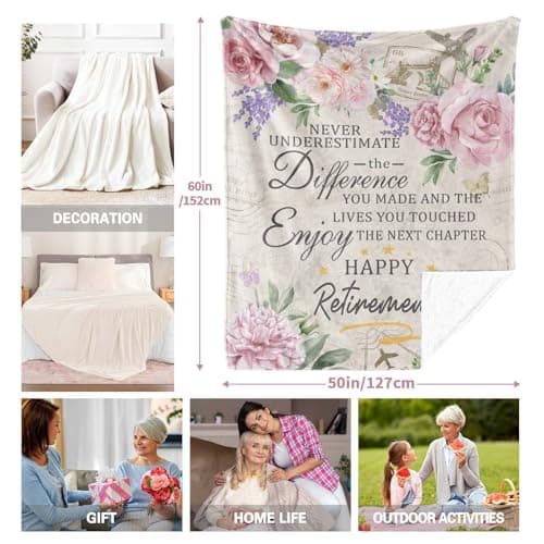 Retirement Gift for Woman, Retirement Blanket for Women/Men, Farewell Gifts for Coworkers, Going Away Goodbye Merch for Mom Grandma Throws Blankets 60"x50"