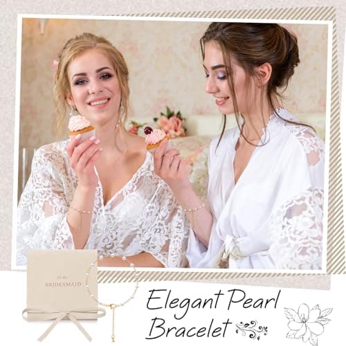 Pearl Bridal Jewelry Favor, Microfiber Pouch, Wedding Party Favor, Proposal Stuffer, Bridesmaid Gift Set of 8 Quelay 16 Pcs Bridesmaid Bracelet Gift with Pouch B0DNS51NB8