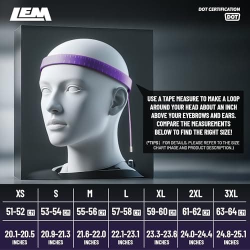LEM Motorcycle Helmets Full Face, Helmets for Men DOT Certified, PINLOCK & DVS Dual Vision, Motorcycle Street Bike Helmet for Adults Fiberglass Shell Bluetooth Ready for Cruiser(White, Size M)