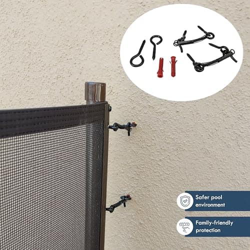 Pool Fence Wall Attachment Kit Black – for DIY Mesh Safety Fencing, Pool Fence, Brick, Block, Stucco, & Wood Walls - Fence Attachment Kit Includes Anchors, Eye Screws & Pool Fench Latches