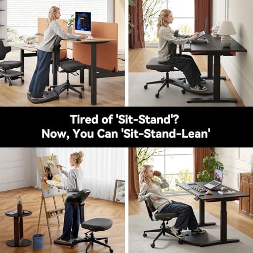 Newtral Standing Mate Chair, 5-in-1 Ergonomic Office Chair for Standing Desk, Sit Stand Lean Perch Saddle Stool with Flip Backrest & Dynamic Posture Support, Height Adjustable Active Chair