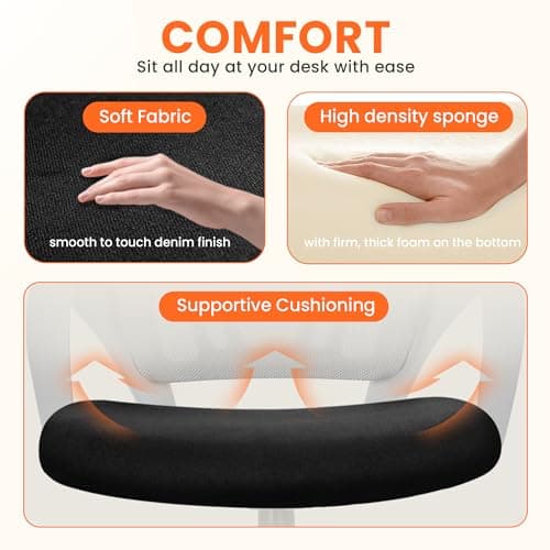 NEO CHAIR Office Desk Computer Chair Ergonomic Mesh Gaming Cushion Seat with Comfy Lumbar Mid Back Support Adjustable Height Swivel Rolling Wheels for Home Task (Mesh Black)