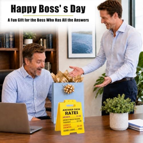 MBL Funny Office Decor Accessories - Answer Desk Rates, Gag Fun Cubicle Decoration Plaque Sign Gifts for Women Men Coworker Teammate Teacher Employee Bosses Appreciation Boss Day White Elephant
