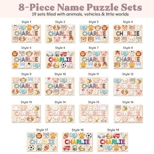 Personalized Name Puzzle for Toddlers 1-3 | Custom Wooden Baby Girl Gift with 48 Animal Art Sets | 1st Birthday Gift for Girls | Personalized Baby Boy & Girl Gifts Keepsake B0GSZSCM69