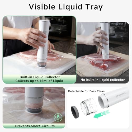 Mehomeli Compact Vacuum Sealer for Food (Vacuum Sealer Machine + 30 Reusable Vacuum Bags), Powerful Handheld Vacuum Sealer Machine, Seal Food 6X Fresh Longer, Portable & Wireless, Easy-Clean