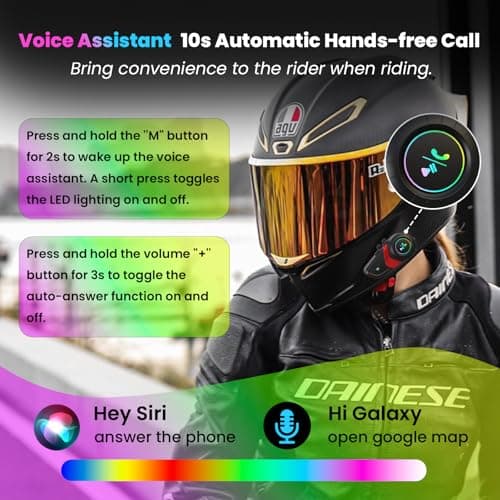 FEYA Motorcycle Helmet Speakers Super Long Battery Life Helmet Headset with Hi-Fi Sound Quality Dual Noise Reduction IPX6 Automatic Answer/Call Music Control/AI Voice/Soft & Hard Mic 1 Pack - Multi