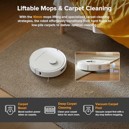 roborock Qrevo Series Robot Vacuum and Mop, 8000Pa Suction, Upgraded from Qrevo S, Anti-Tangle Brush, Smart Obstacle Avoidance, Auto Mop Washing, All-in-One Dock, 200RPM Spinning Mops, White(QV 35A)