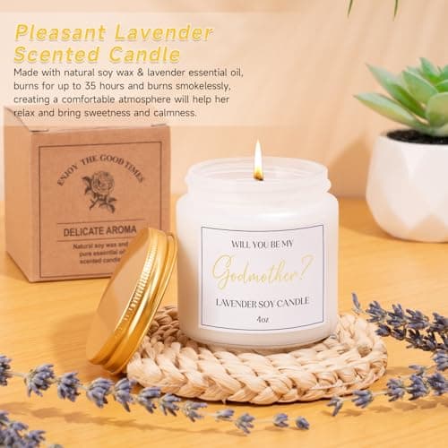 7PCS Godmother Proposal Gift, Will You Be My Godmother 16oz Glass Cup Bracelet Keychain Candle Self Care Gifts Basket for Women, God Mother Proposal Gift