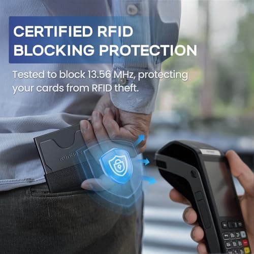 RUNBOX Mens Business Card Holder, Slim Card Wallet for Men and Women, Minimalist RFID Blocking Wallet with Pop-Up Function, Thin Design, Metal Cases Holds 6+6 Cards, Gifts for Men, Men's Accessories