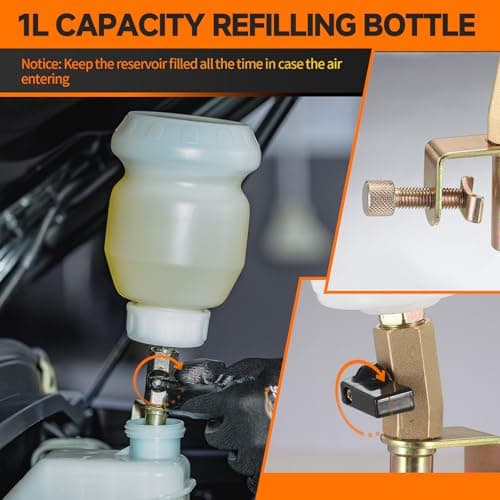 FOUR UNCLES 2L Brake Bleeder Vacuum Pump Kit - Pneumatic Brake Fluid Extractor with 1L Refilling Bottle & Adapters for Automotive Bleeding, One-Person Operation