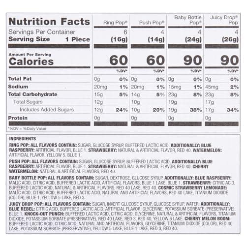 Christmas Candy Variety Pack, 18Ct Assorted Lollipops, Bulk Individually Wrapped Ring Pop, Push Pop, Baby Bottle Pop & Juicy Drop, Birthday Party Favors, Stocking Stuffers, Candy Bowls, Kids Gifts