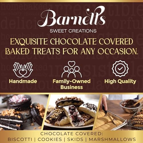Barnetts Christmas Holiday Thanksgiving 12 Chocolate Biscotti Gift Box, Gourmet Cookie Gifts Basket for Him and Her Food Delivery, Fancy Cookies Spring Candy Treats Baskets Ideas for Dad, Husband, Father, Brother, Son, Father, Grandmother, Mother, Grandma